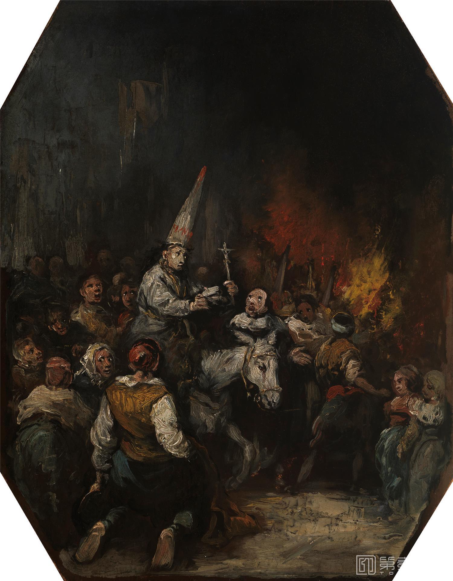油画-西班牙普拉多美术馆油画藏画-Lucas Velázquez, Eugenio-Condenado por la Inquisición-51cm x 41cm-1566